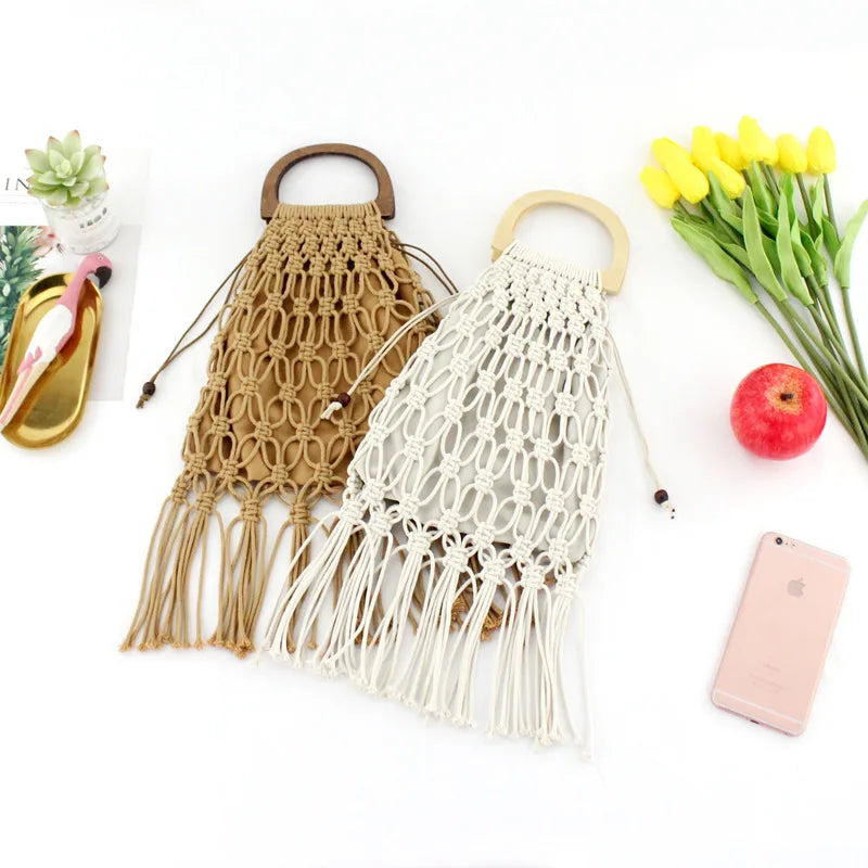 Tassel Rattan Handbag