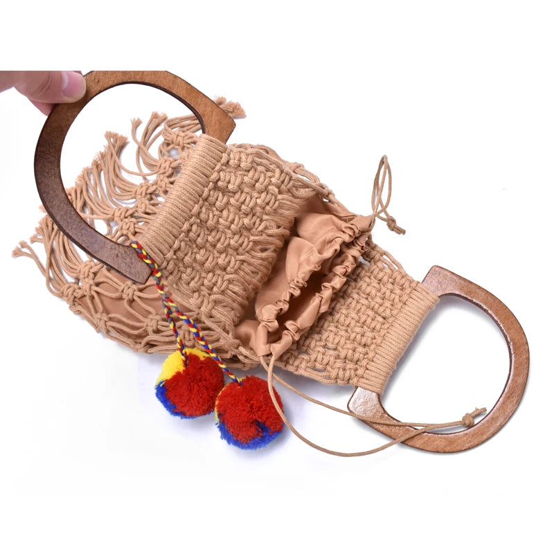 Tassel Rattan Handbag