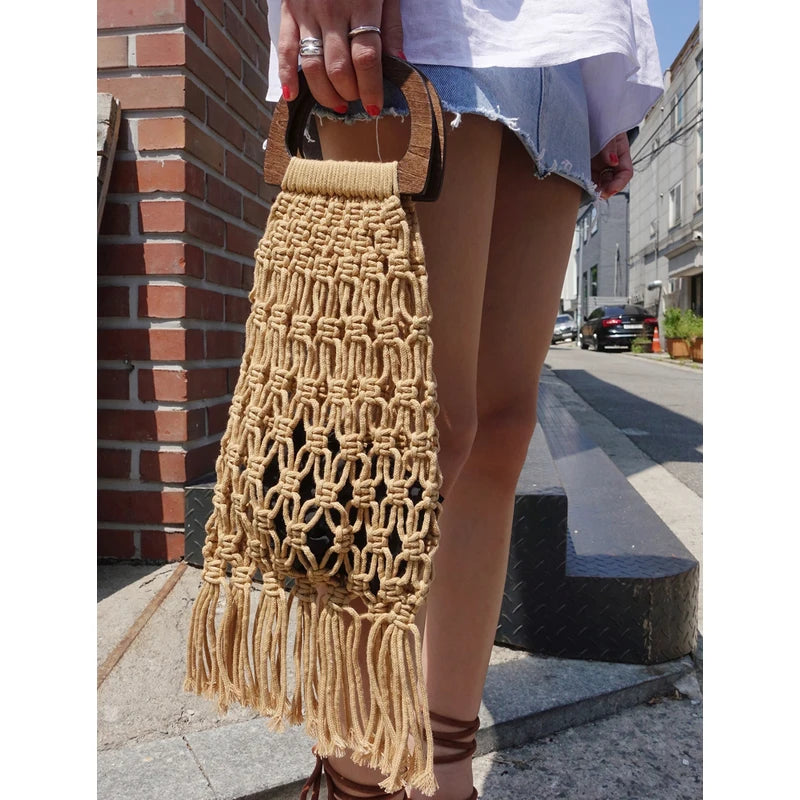 Tassel Rattan Handbag