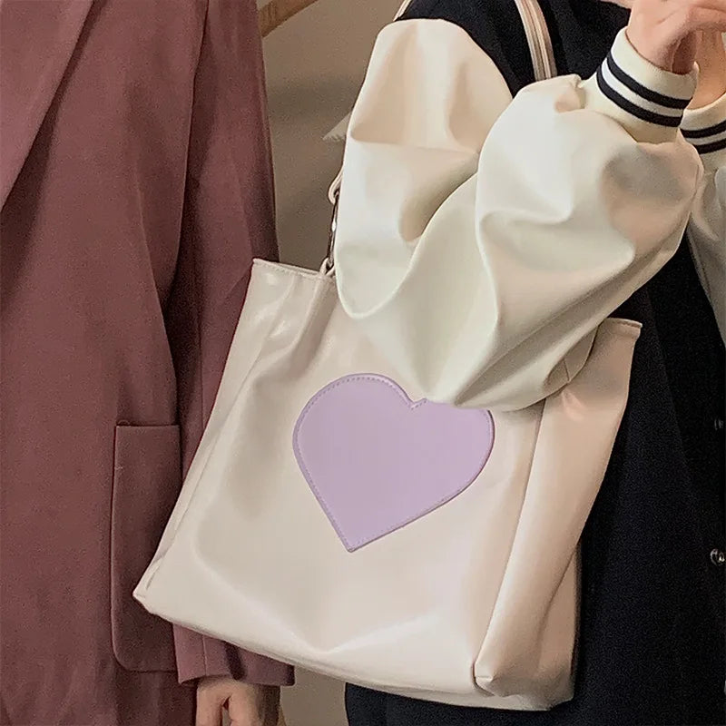 Soft Leather Heart Tote