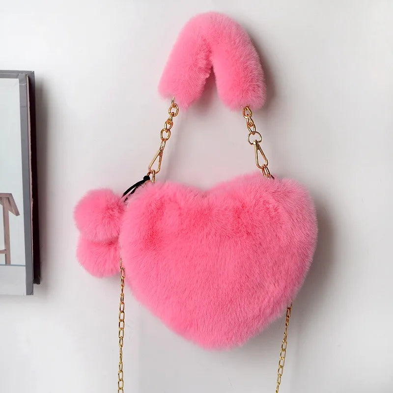 Plush, Fuzzy Heart-shaped Handbag