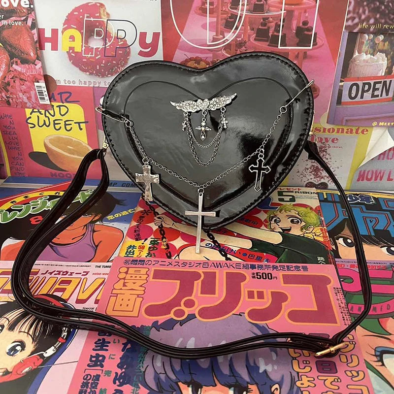 Noir Love Y2K Heart Bag