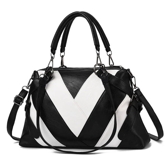 Large Soft Vegan Leather Cross Pattern Handbag