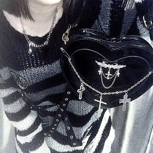 Noir Love Y2K Heart Bag