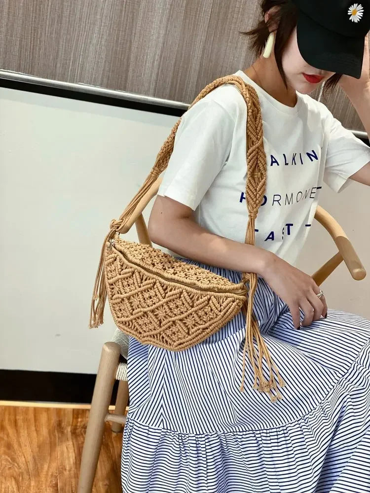 Summer Breeze Woven Shoulder Bag