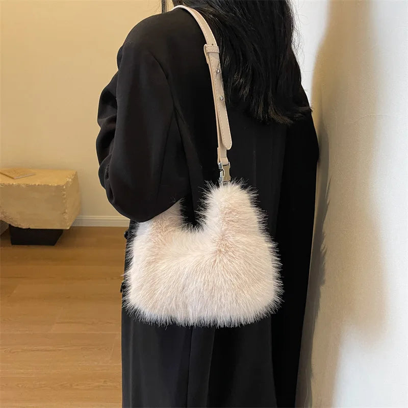 Plush Long Fur Shoulder Bag