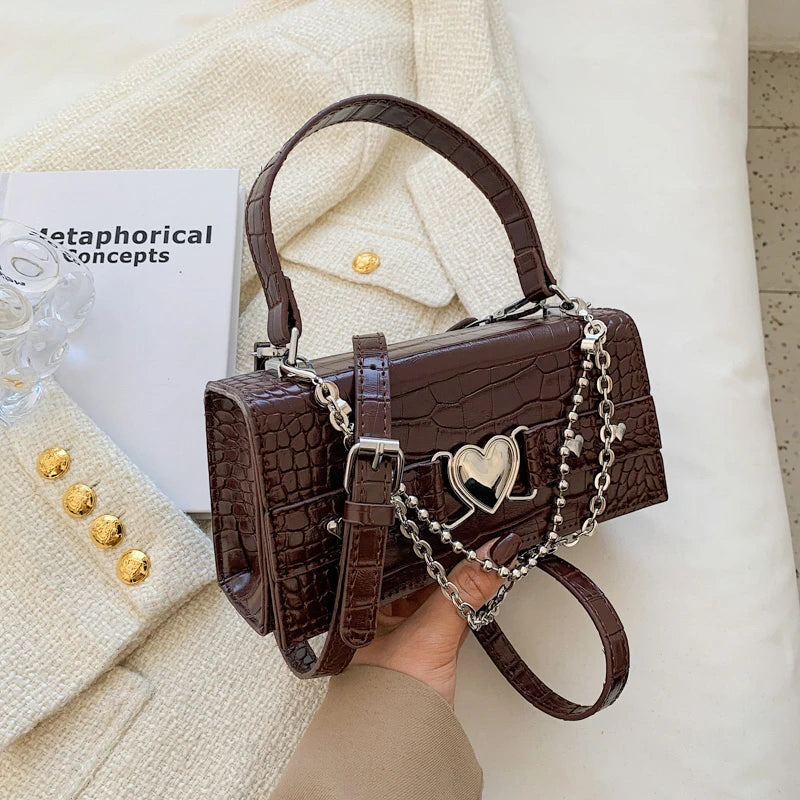 Y2K Heart Charm Vegan Leather Bag