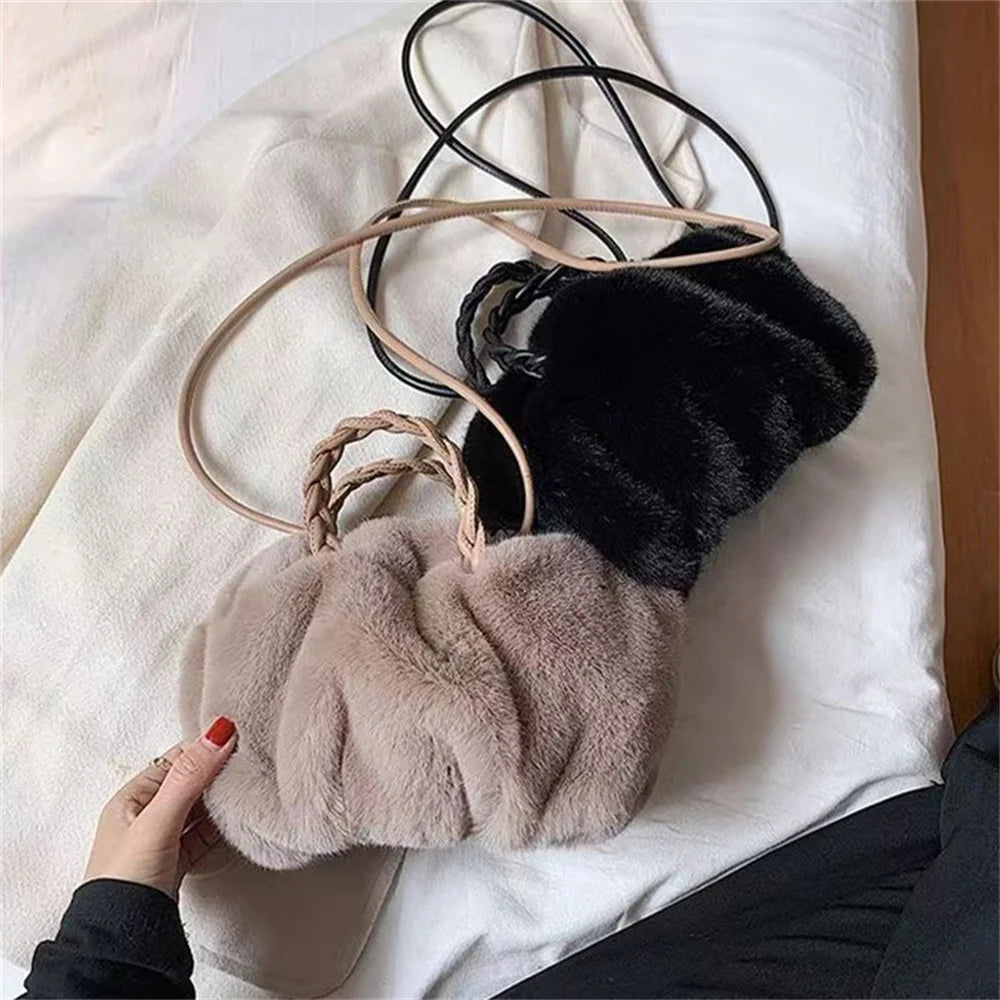 Braided Fuzzy Handbag