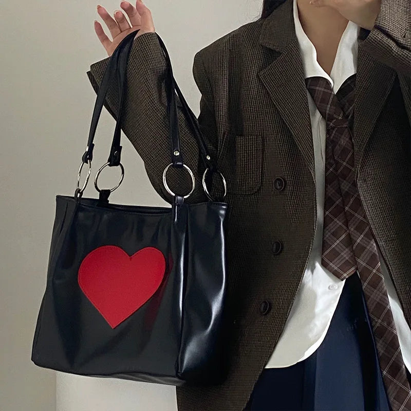 Soft Leather Heart Tote