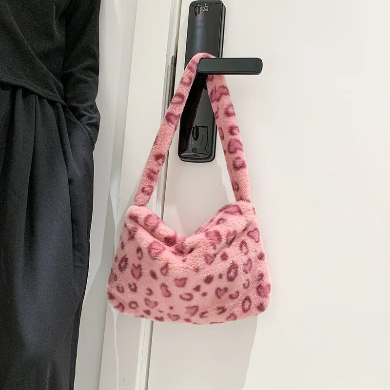 Fuzzy Flower Shoulder Bag