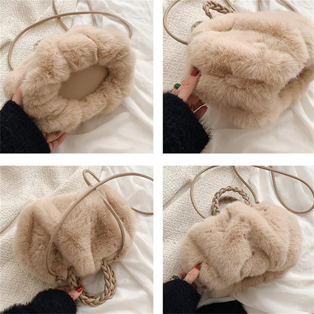 Braided Fuzzy Handbag