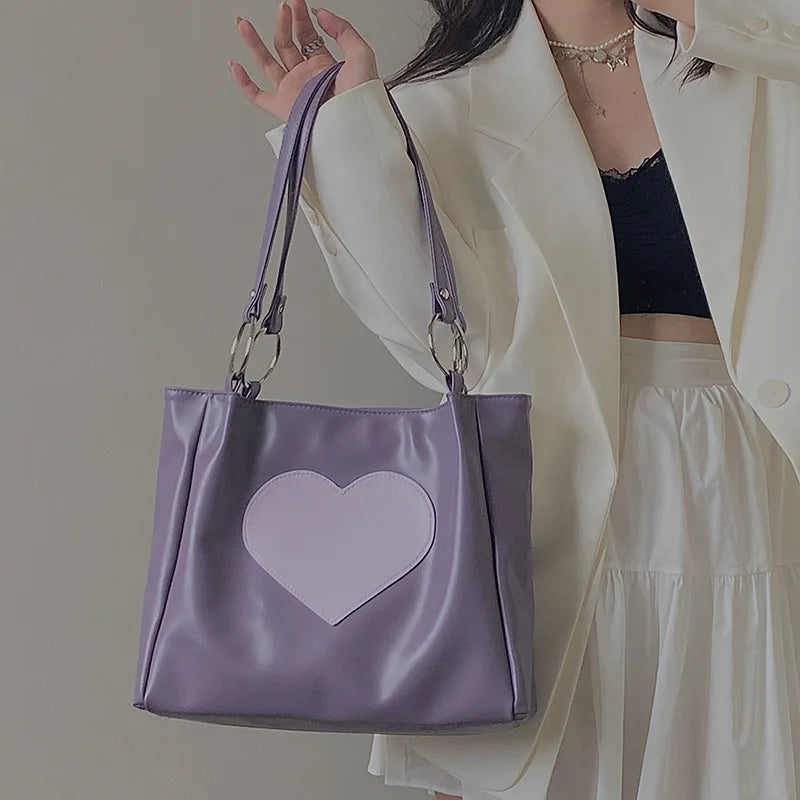 Soft Leather Heart Tote