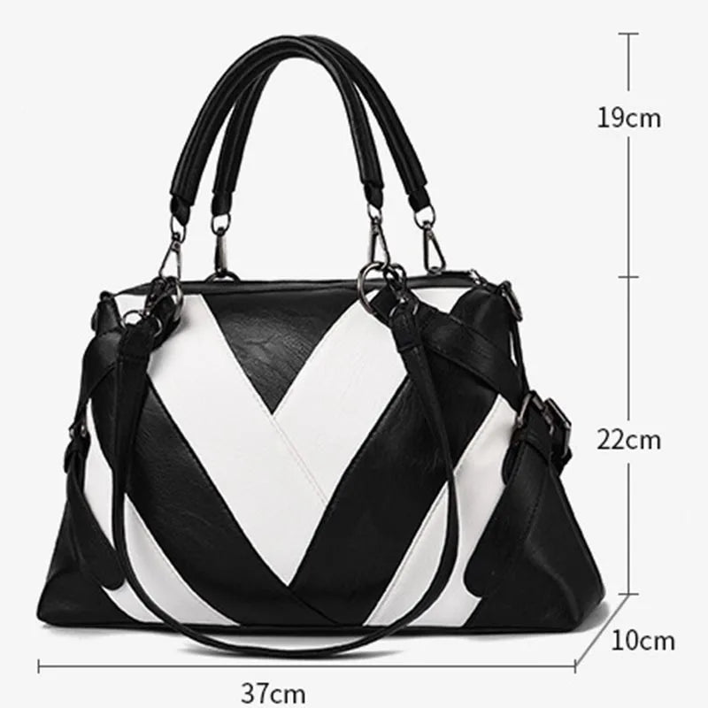 Large Soft Vegan Leather Cross Pattern Handbag