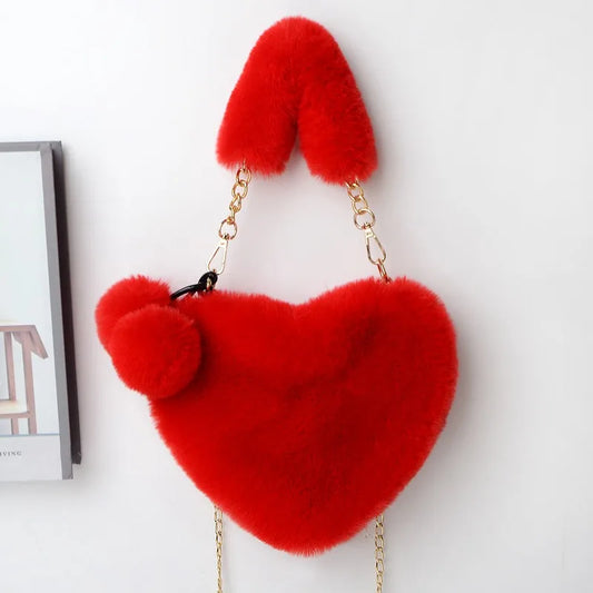 Plush, Fuzzy Heart-shaped Handbag