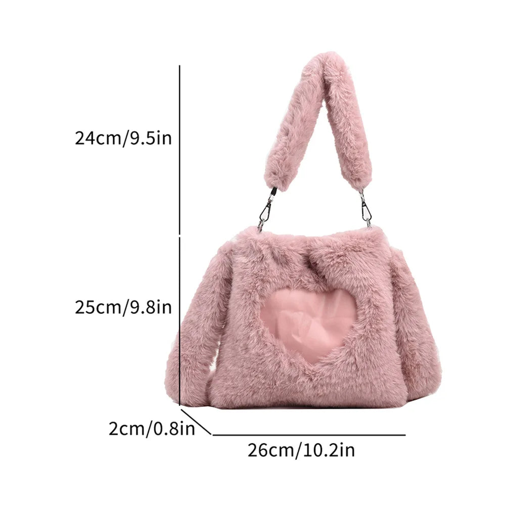 Silk Heart Faux Fur Bag