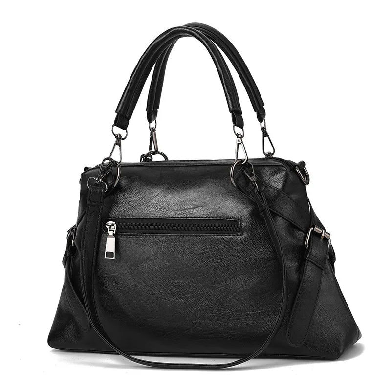 Large Soft Vegan Leather Cross Pattern Handbag