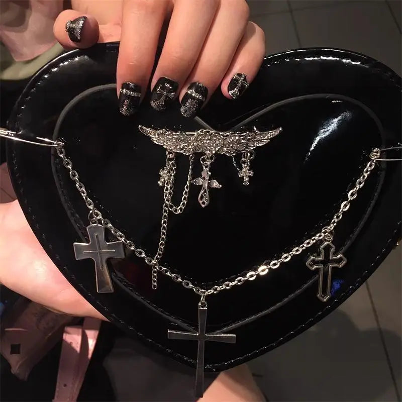 Noir Love Y2K Heart Bag