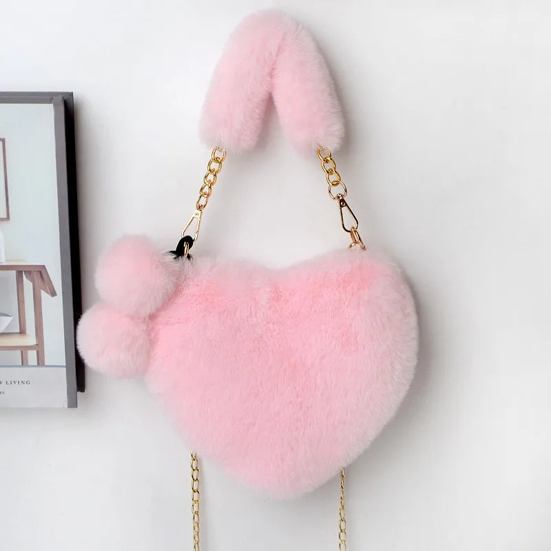 Plush, Fuzzy Heart-shaped Handbag