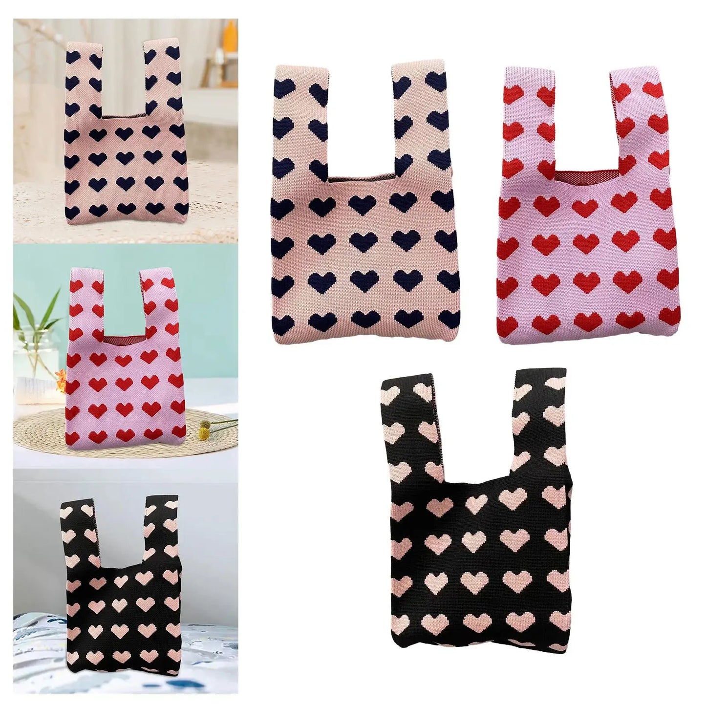 Knitted Heart Tote