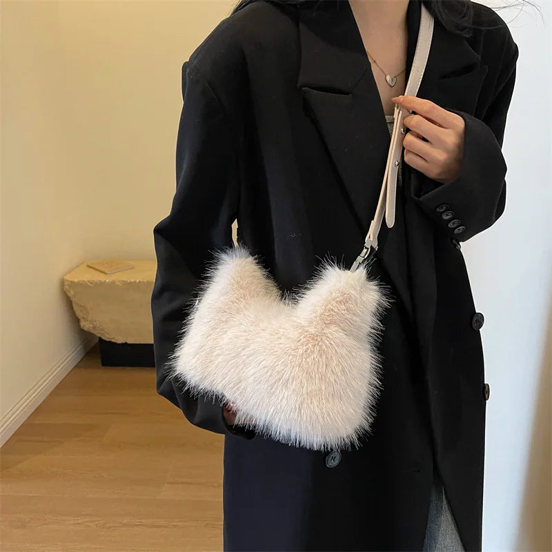 Plush Long Fur Shoulder Bag