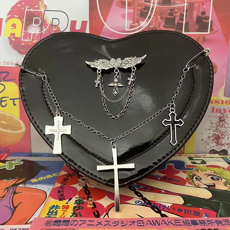 Noir Love Y2K Heart Bag